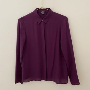 THEORY Stretch Silk Shirt in Plum